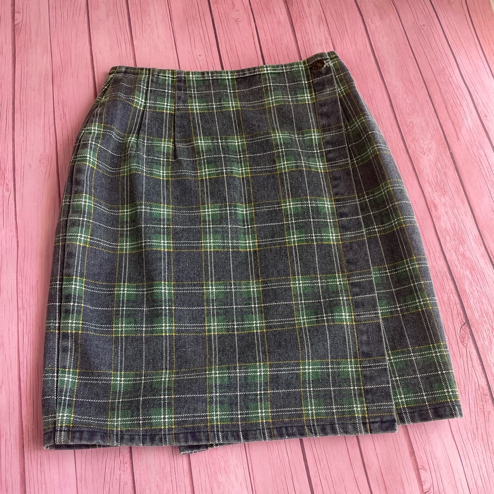Vintage Cambridge Tartan Plaid Wrap Around Skirt Sz 8